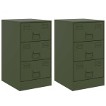 vidaXL Noptiere, 2 buc., verde olive, 34,5x39x62 cm, oțel vidaXL Noptiere, 2 buc., verde olive, 34,5x39x62 cm, oțel