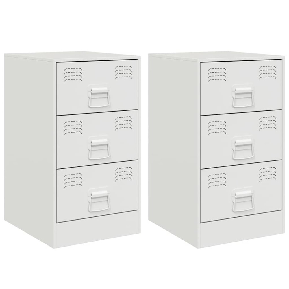 vidaXL Noptiere, 2 buc., alb, 34,5x39x62 cm, oțel