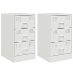vidaXL Noptiere, 2 buc., alb, 34,5x39x62 cm, oțel