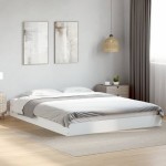 vidaXL Cadru de pat fără saltea, alb, 160x200 cm, lemn de prelucrare vidaXL Cadru de pat fără saltea, alb, 160x200 cm, lemn de prelucrare