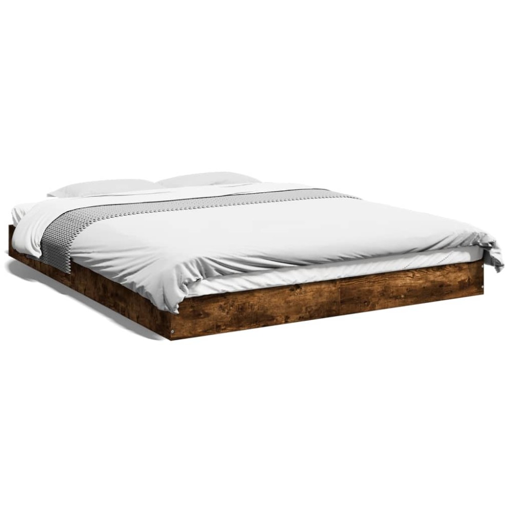 vidaXL Cadru de pat fără saltea Stejar afumat 160x200cm Lemn prelucrat