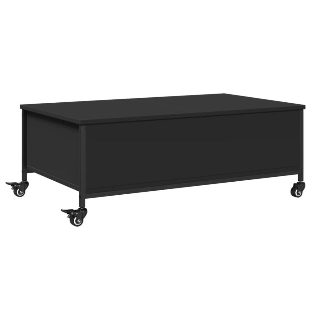 vidaXL Măsuță de cafea cu roți, negru, 91x55x34 cm, lemn prelucrat