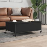 vidaXL Măsuță de cafea cu roți, negru, 91x55x34 cm, lemn prelucrat vidaXL Măsuță de cafea cu roți, negru, 91x55x34 cm, lemn prelucrat