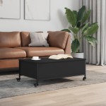 vidaXL Măsuță de cafea cu roți, negru, 91x55x34 cm, lemn prelucrat vidaXL Măsuță de cafea cu roți, negru, 91x55x34 cm, lemn prelucrat