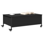vidaXL Măsuță de cafea cu roți, negru, 91x55x34 cm, lemn prelucrat vidaXL Măsuță de cafea cu roți, negru, 91x55x34 cm, lemn prelucrat