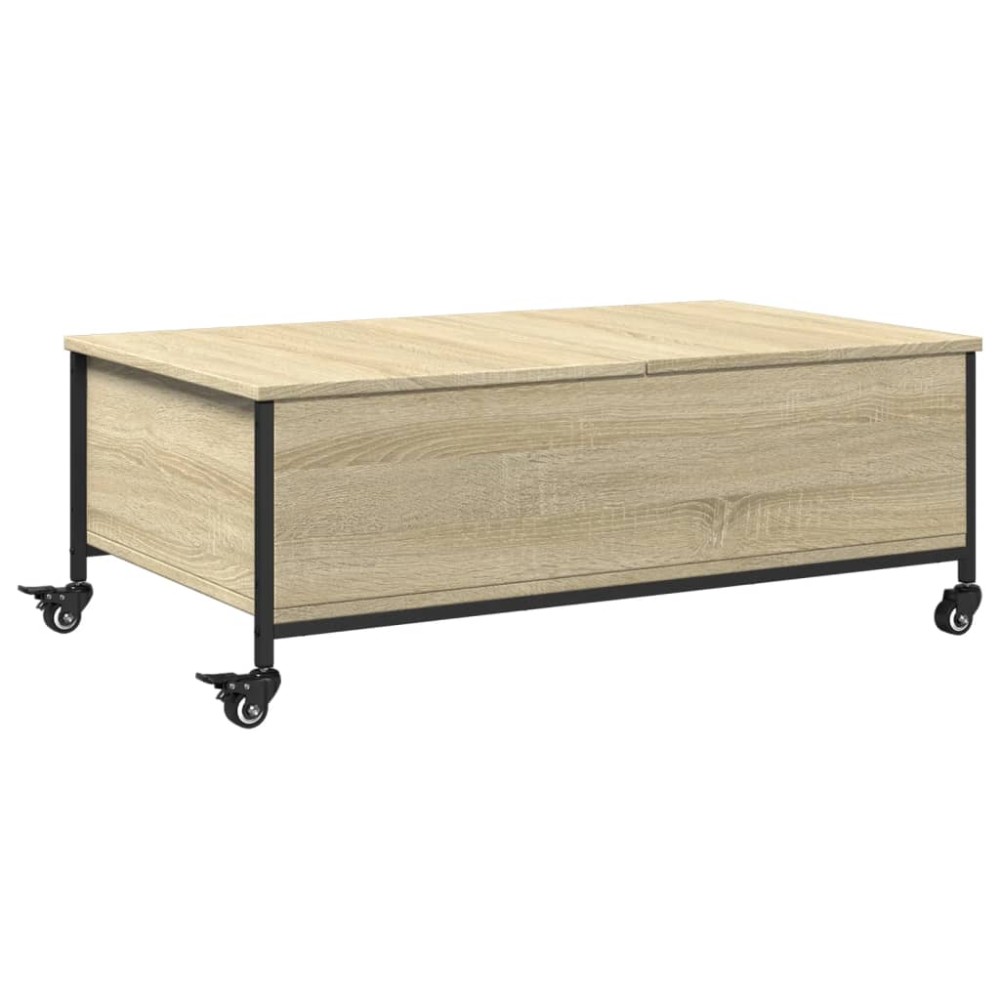 vidaXL Măsuță cafea cu roți stejar sonoma 91x55x34 cm lemn prelucrat