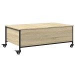 vidaXL Măsuță cafea cu roți stejar sonoma 91x55x34 cm lemn prelucrat vidaXL Măsuță cafea cu roți stejar sonoma 91x55x34 cm lemn prelucrat