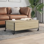 vidaXL Măsuță cafea cu roți stejar sonoma 91x55x34 cm lemn prelucrat vidaXL Măsuță cafea cu roți stejar sonoma 91x55x34 cm lemn prelucrat