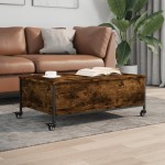 vidaXL Măsuță cafea cu roți stejar fumuriu 91x55x34 cm lemn prelucrat vidaXL Măsuță cafea cu roți stejar fumuriu 91x55x34 cm lemn prelucrat