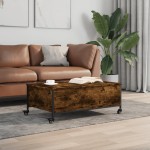 vidaXL Măsuță cafea cu roți stejar fumuriu 91x55x34 cm lemn prelucrat vidaXL Măsuță cafea cu roți stejar fumuriu 91x55x34 cm lemn prelucrat