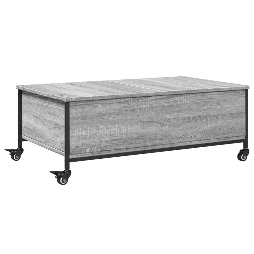 vidaXL Măsuță cafea cu roți sonoma gri 91x55x34 cm lemn prelucrat