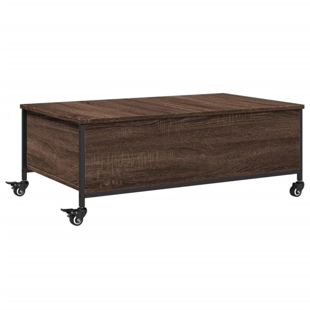 vidaXL Măsuță cafea cu roți stejar maro 91x55x34 cm lemn prelucrat