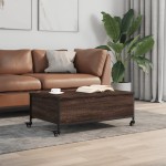 vidaXL Măsuță cafea cu roți stejar maro 91x55x34 cm lemn prelucrat vidaXL Măsuță cafea cu roți stejar maro 91x55x34 cm lemn prelucrat