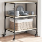 vidaXL Cărucior de bucătărie stejar sonoma 60x41x76 cm lemn prelucrat vidaXL Cărucior de bucătărie stejar sonoma 60x41x76 cm lemn prelucrat