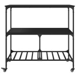 vidaXL Cărucior de bucătărie, negru, 100x50x95 cm, lemn prelucrat vidaXL Cărucior de bucătărie, negru, 100x50x95 cm, lemn prelucrat