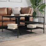vidaXL Măsuță de cafea, negru, 100x100x48,5 cm, lemn prelucrat vidaXL Măsuță de cafea, negru, 100x100x48,5 cm, lemn prelucrat