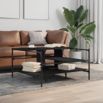 vidaXL Măsuță de cafea, negru, 100x100x48,5 cm, lemn prelucrat vidaXL Măsuță de cafea, negru, 100x100x48,5 cm, lemn prelucrat
