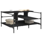 vidaXL Măsuță de cafea, negru, 100x100x48,5 cm, lemn prelucrat vidaXL Măsuță de cafea, negru, 100x100x48,5 cm, lemn prelucrat