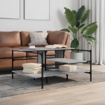 vidaXL Măsuță de cafea gri sonoma 100x100x48,5 cm lemn prelucrat