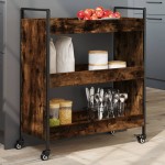 vidaXL Cărucior de bucătărie stejar fumuriu 70x30x82 cm lemn prelucrat vidaXL Cărucior de bucătărie stejar fumuriu 70x30x82 cm lemn prelucrat