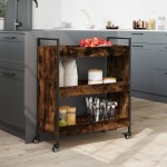 vidaXL Cărucior de bucătărie stejar fumuriu 70x30x82 cm lemn prelucrat vidaXL Cărucior de bucătărie stejar fumuriu 70x30x82 cm lemn prelucrat