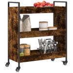 vidaXL Cărucior de bucătărie stejar fumuriu 70x30x82 cm lemn prelucrat vidaXL Cărucior de bucătărie stejar fumuriu 70x30x82 cm lemn prelucrat