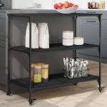 vidaXL Cărucior de bucătărie, negru, 102x50x95 cm, lemn prelucrat vidaXL Cărucior de bucătărie, negru, 102x50x95 cm, lemn prelucrat