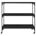vidaXL Cărucior de bucătărie, negru, 102x50x95 cm, lemn prelucrat vidaXL Cărucior de bucătărie, negru, 102x50x95 cm, lemn prelucrat