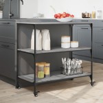 vidaXL Cărucior de bucătărie, gri sonoma 102x50x95 cm lemn prelucrat vidaXL Cărucior de bucătărie, gri sonoma 102x50x95 cm lemn prelucrat