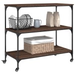 vidaXL Cărucior de bucătărie, stejar maro 102x50x95 cm lemn prelucrat vidaXL Cărucior de bucătărie, stejar maro 102x50x95 cm lemn prelucrat