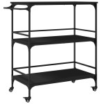 vidaXL Cărucior de bucătărie, negru, 100,5x50x105 cm, lemn prelucrat vidaXL Cărucior de bucătărie, negru, 100,5x50x105 cm, lemn prelucrat