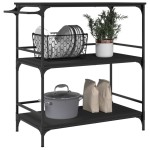 vidaXL Cărucior de bucătărie, negru, 100,5x50x105 cm, lemn prelucrat vidaXL Cărucior de bucătărie, negru, 100,5x50x105 cm, lemn prelucrat