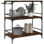 vidaXL Cărucior de bucătărie stejar fumuriu 100,5x50x105 cm lemn vidaXL Cărucior de bucătărie stejar fumuriu 100,5x50x105 cm lemn