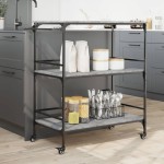 vidaXL Cărucior de bucătărie, gri sonoma 100,5x50x105cm lemn prelucrat vidaXL Cărucior de bucătărie, gri sonoma 100,5x50x105cm lemn prelucrat