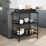 vidaXL Cărucior de bucătărie, negru, 81,5x41x92,5 cm, lemn prelucrat vidaXL Cărucior de bucătărie, negru, 81,5x41x92,5 cm, lemn prelucrat