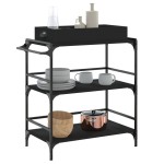 vidaXL Cărucior de bucătărie, negru, 81,5x41x92,5 cm, lemn prelucrat vidaXL Cărucior de bucătărie, negru, 81,5x41x92,5 cm, lemn prelucrat