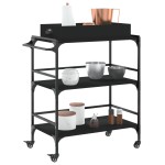 vidaXL Cărucior de bucătărie, negru, 81,5x41x92,5 cm, lemn prelucrat vidaXL Cărucior de bucătărie, negru, 81,5x41x92,5 cm, lemn prelucrat