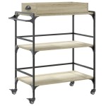 vidaXLCărucior de bucătărie stejar sonoma81,5x41x92,5cm lemn prelucrat vidaXLCărucior de bucătărie stejar sonoma81,5x41x92,5cm lemn prelucrat