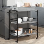 vidaXL Cărucior de bucătărie, gri sonoma 81,5x41x92,5cm lemn prelucrat vidaXL Cărucior de bucătărie, gri sonoma 81,5x41x92,5cm lemn prelucrat