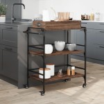 vidaXL Cărucior de bucătărie, stejar maro81,5x41x92,5cm lemn prelucrat vidaXL Cărucior de bucătărie, stejar maro81,5x41x92,5cm lemn prelucrat