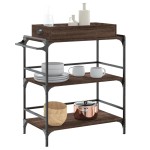 vidaXL Cărucior de bucătărie, stejar maro81,5x41x92,5cm lemn prelucrat vidaXL Cărucior de bucătărie, stejar maro81,5x41x92,5cm lemn prelucrat