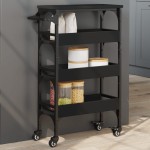 vidaXL Cărucior de bucătărie, negru, 53x20x76 cm, lemn prelucrat vidaXL Cărucior de bucătărie, negru, 53x20x76 cm, lemn prelucrat
