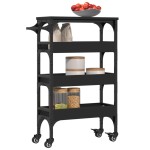 vidaXL Cărucior de bucătărie, negru, 53x20x76 cm, lemn prelucrat vidaXL Cărucior de bucătărie, negru, 53x20x76 cm, lemn prelucrat