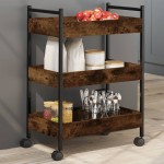 vidaXL Cărucior de bucătărie stejar fumuriu 50x30x70 cm lemn prelucrat vidaXL Cărucior de bucătărie stejar fumuriu 50x30x70 cm lemn prelucrat