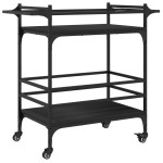 vidaXL Cărucior de bucătărie, negru, 82x40x78,5 cm, lemn prelucrat vidaXL Cărucior de bucătărie, negru, 82x40x78,5 cm, lemn prelucrat