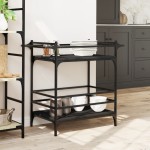 vidaXL Cărucior de bucătărie, negru, 82x40x78,5 cm, lemn prelucrat vidaXL Cărucior de bucătărie, negru, 82x40x78,5 cm, lemn prelucrat