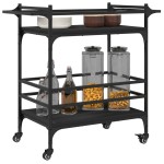 vidaXL Cărucior de bucătărie, negru, 82x40x78,5 cm, lemn prelucrat vidaXL Cărucior de bucătărie, negru, 82x40x78,5 cm, lemn prelucrat