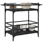 vidaXL Cărucior de bucătărie, negru, 82x40x78,5 cm, lemn prelucrat vidaXL Cărucior de bucătărie, negru, 82x40x78,5 cm, lemn prelucrat