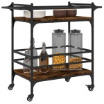 vidaXLCărucior de bucătărie stejar fumuriu 82x40x78,5cm lemn prelucrat vidaXLCărucior de bucătărie stejar fumuriu 82x40x78,5cm lemn prelucrat