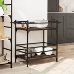 vidaXL Cărucior de bucătărie, stejar maro 82x40x78,5 cm lemn prelucrat vidaXL Cărucior de bucătărie, stejar maro 82x40x78,5 cm lemn prelucrat